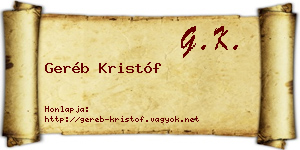 Geréb Kristóf névjegykártya